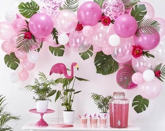 Flamingo Pink Confetti Balloon Garland Kit 66pc-Baby Shower, Tropical Party, Luau, Bridal Shower, Birthday