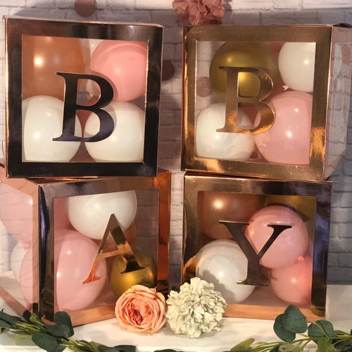 Rose Gold Baby Shower Decorations Baby Block Letters Etsy