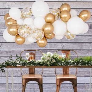 Gold, White and Gold Confetti Balloon Garland Kit 35pcs