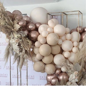Kit de 97 guirnaldas de globos cromados en color albaricoque, crema y champán para bodas, arcos de globos, cumpleaños, aniversarios y baby showers.