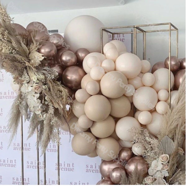 97pcs Apricot, Cream & Champagne Chrome Balloon Garland Kit-Wedding, Balloon Arch, Birthday, Anniversary Party, Shower