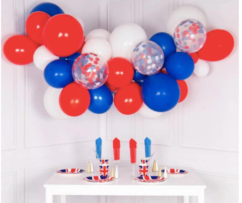 Patriotic Red White Blue and Confetti Balloon Garland 5ft Set Etsy