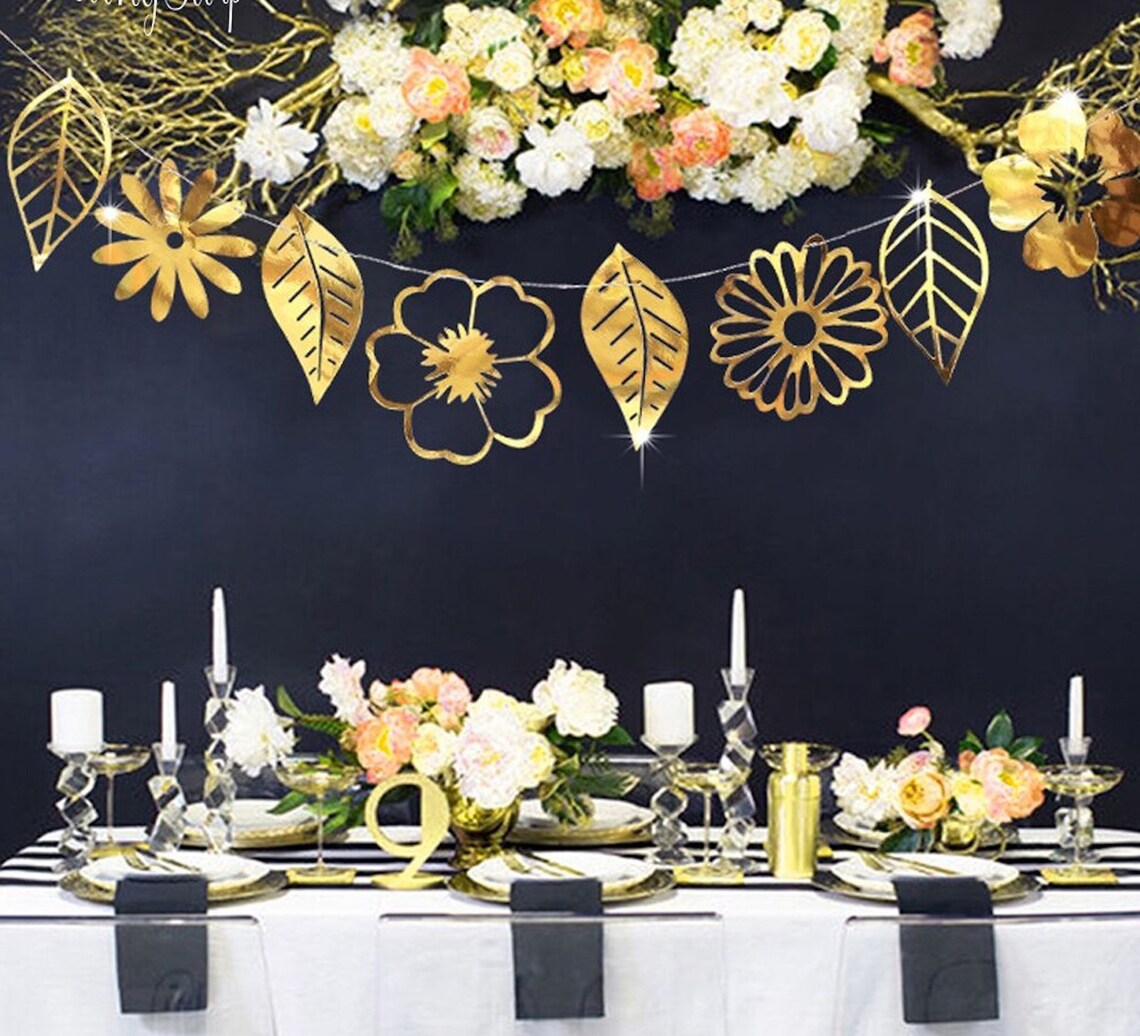 ROSE GOLD Floral Foil Banner 6ft Etsy