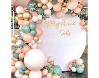 126pc Dusty Sage, Peach, Baby Pink & Gold Balloon Garland Kit-Baby Shower, Birthday, Bridal Shower