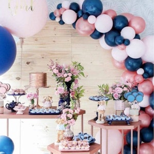 126pcs Balloon Garland Kit-Navy Blue, Rose Gold, Light Pink Latex Balloons Garland for Birthday Baby Shower Wedding Party