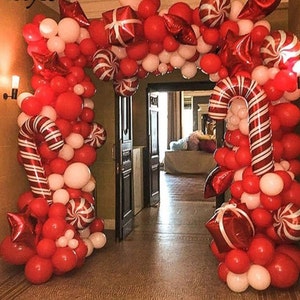 138pc Red & White Holiday Christmas Balloon Garland Kit-Christmas, Holiday, Winter, Holiday Party
