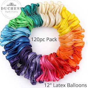 120pc Jewel Tone 12" Latex Ballon Party Pack-Rainbow, Birthday, 1st Birthday