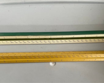 Keuffel and Esser Rulers 563784 Triangle Ruler and a wood one Made in Germany Drafting