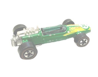 Vintage 1969 Hot Wheels RRRumblers Rash 1 Race Car Hong Kong Diecast Green Yellow Toy