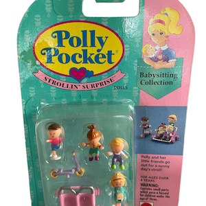 Polly Pocket 4 figures  Bluebird new Sealed in package Strolling stroller Suprise 1994 baby shower gift reveal party