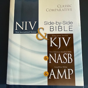 Classic Comparative Side-by-Side Bible NIV KJV Nasb Amp Hardcover Zondervan Study Reference