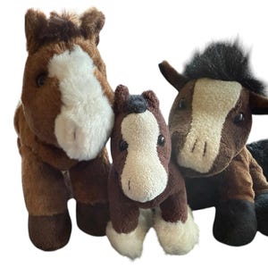 Vintage Plush Horse Lot Aurora Animal Adventure Ganz Webkinz Kinz Klip Clydesdale Brown Stuffed Animals Farm Toy Decor
