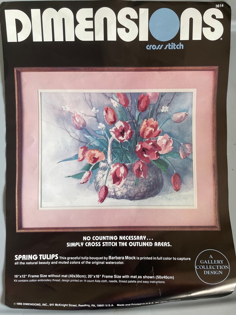 Dimensions Spring Tulips Started Cross Stitch Dutch Holland Flowers ...