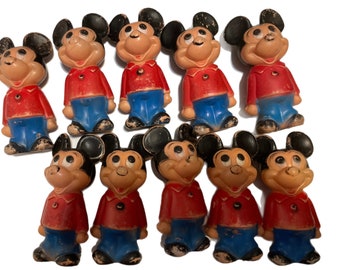 Vintage Mickey Mouse Figures, Walt Disney Productions, Hong Kong (x10)