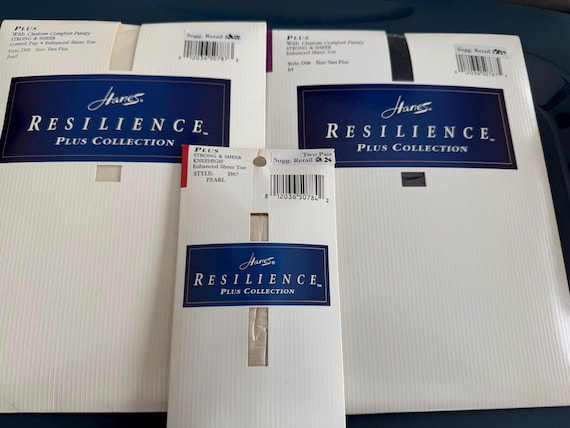 Hanes, Hanes Resilience Nylon lot 3 full and one knee high. 1990’s new sealed size 2 plus control top detail in photos