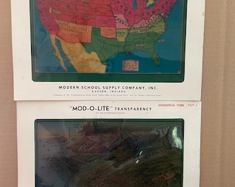 Mod O Lite map Transparencies USA Civil War vintage Modern school Supply Geography social studies homeschool