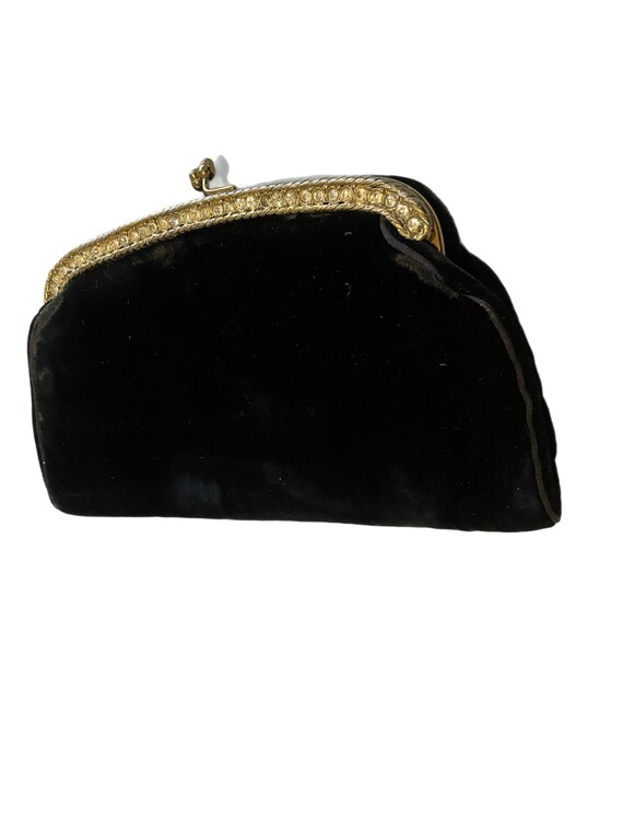 Vintage Garay velvet Black Fold Over Clutch Purse 