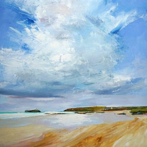 Carte de vœux Cornwall Art Godrevy Lighthouse Blank Inside Par Sarah Eddy