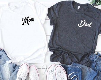Matching Mom and Dad Pocket Logo T-Shirts