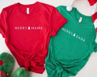 Merry Mama Christmas Shirt, Couples Matching Christmas Tees