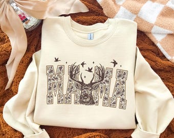 Camo Deer Mama Sweatshirt - Hunting Gift for Mom