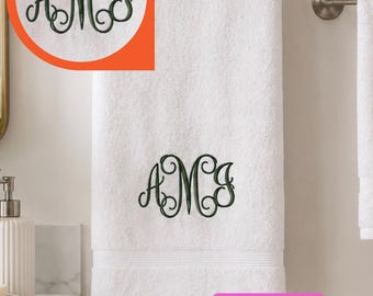 Custom Monogram Hand Towel, Embroidered Bathroom Decor, Personalized Initial Towel