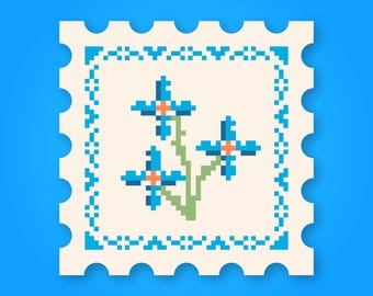 Needle Punch Floral Stamp Sticker Delicate Tulle Farmhouse Cottage Core Country Vintage Grandma Whimsy Folk Art Cross Stitch Sewing