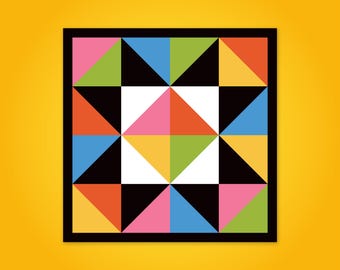 Barn Quilt Sticker Quilter Gift Quilters Americana Art Folk Art Sticker Mid Century Modern Sticker Farmer Sticker  Quilt Lovers Car Sticker
