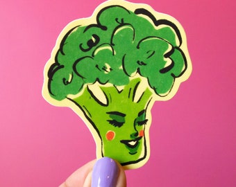 Broccoli Lady Sticker Water Bottle Sticker Tumbler Sticker Laptop Sticker Veggie Sticker Gardening Sticker Cute Sticker Gardening Gift
