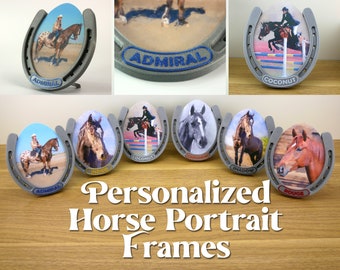 Custom Horse Portrait Frame - Keepee Frame Unique Personalized photo custom fridge magnet picture frame gift horseshoe keepsake pet loss