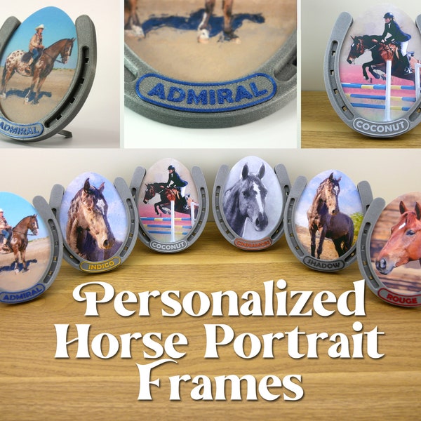 Custom Horse Portrait Frame - Keepee Frame Unique Personalized photo custom fridge magnet picture frame gift horseshoe keepsake pet loss