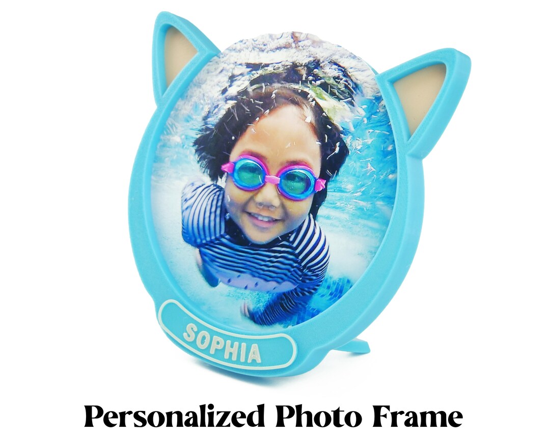 Personalized Baby Photo Frame: Blue Cat Keepee Frame, Fridge Magnet - Etsy