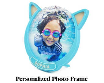 Custom Baby Photo Frame Blue Cat - Keepee Frame Best gift for mum or granny personalized kids picture frame fridge magnet baby gran present