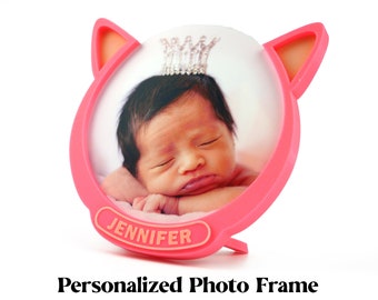Keepee Frame - New sibling baby frame Pink Cat Personalized new baby present keepsake A great gift for Grandparents New Granny gift