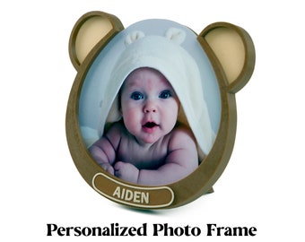 Personalized Child Photo Frame Brown Bear - Keepee Frame the best gift for mom Cool gift Custom baby picture frame fridge magnet Unique Gift