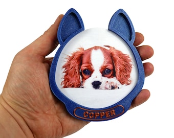 Custom Made Personalized Dog Photo Frame • Sparky Blue • Keepee Frame is a custom-made pet keepsake photo frame dog gift Pet memorial