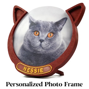 Personalized Cat Portrait Frame Sparky Red Color - Keepee Frame custom fridge magnet keepsake picture frame pet gift cat gift Pet memorial