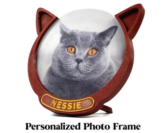 Personalized Cat Portrait Frame Sparky Red Color - Keepee Frame custom fridge magnet keepsake picture frame pet gift cat gift Pet memorial
