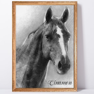 Personalisiertes Pferdeportrait, Personalisiertes Haustierportrait, Personalisiertes Geschenk, Personalisiertes Pferdeskizzenportrait, Personalisiertes Ponyportrait, Pferde-Erinnerungsgeschenk, Poster
