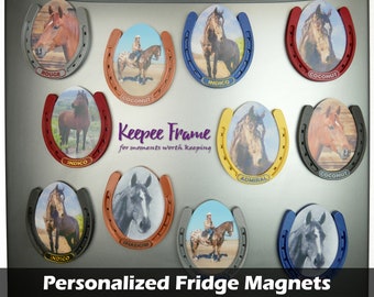 Keepee Frame - Custom Horse Portrait Frame Sparky Blue Color 3D Printed frame personalized Custom picture frame horseshoe gift Horse lover