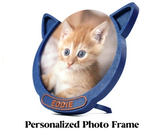 Personalized Cat Portrait Frame • Sparky Blue Color • Custom made personalized picture Keepee Frame Christmas pet gift cat gift Pet memorial