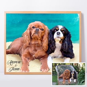 Custom Multiple Dog Portrait: Personalized Watercolor Pet Memorial Gift