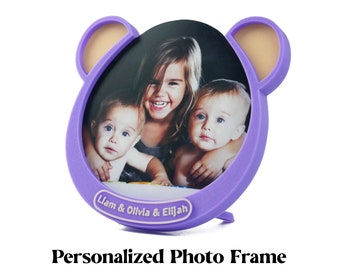 Custom Child Photo Frame Purple Bear - Keepee Frame Fridge magnet best gift for mom gran personalized baby picture frame 1st birthday gift