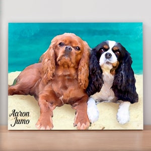 Personalized Multiple Dog Portrait Canvas, Custom Multiple Pet Portrait, Custom Dog Gift, Dog Memorial Gift Pet Memorial Gift Custom Dog Art