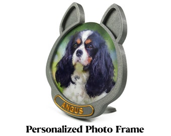 Personalized Dog Portrait Frame • Sparky Silver Color • Keepee Frame Custom made personalized photo frame keepsake pet memorial gift dog