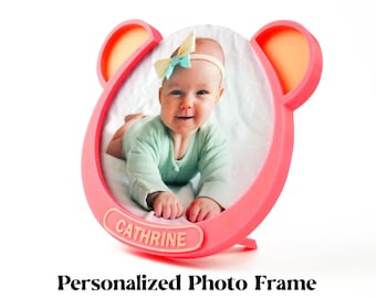 Custom Baby Photo Frame Pink Bear - Keepee Frame Best gift for mum or granny personalized kids picture frame baby shower gift fridge magnet