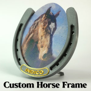 Custom Horse Portrait Frame - Keepee Frame Unique Personalized photo custom fridge magnet picture frame gift horseshoe keepsake pet loss