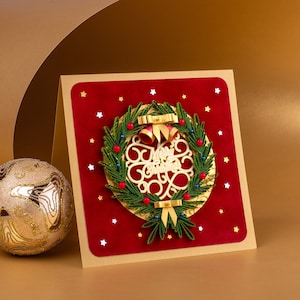 Christmas wreath greeting card