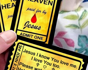 100 TICKET to HEAVEN 2-sided Prayer Cards Gold/black Glossy - Etsy