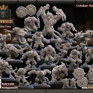 Equipo de fútbol de fantasía Ironwhiskers Ratmen / 17 jugadores + fichas / Compatible con ligas / Miniaturas UGNI